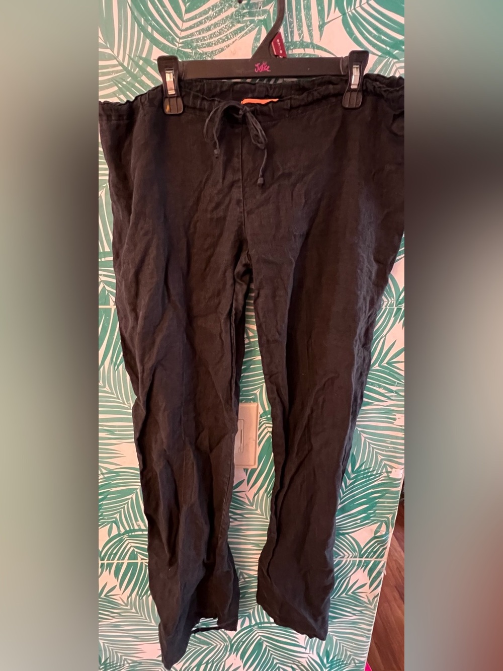Juicy Couture Y2K Black linen Drawstring Lounge Pants Sz S vintage low rise